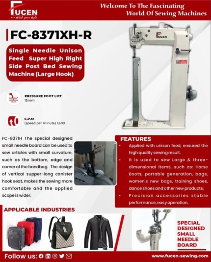 Single Needle Unison Feed Super High Right Side Post Bed Sewing Machine